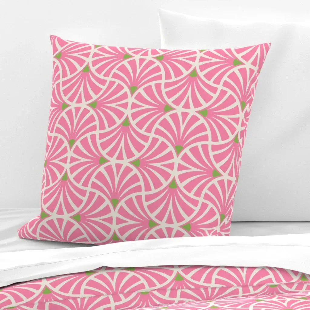 Abstract Retro Scallop Florals Euro Pillow Sham - Pink product