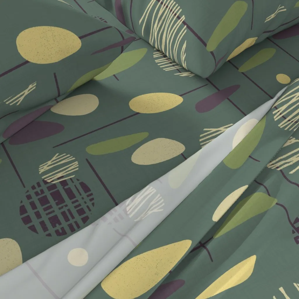 Abstract Shapes Pine Twin XL Sheet Set - Muted Green alternate view