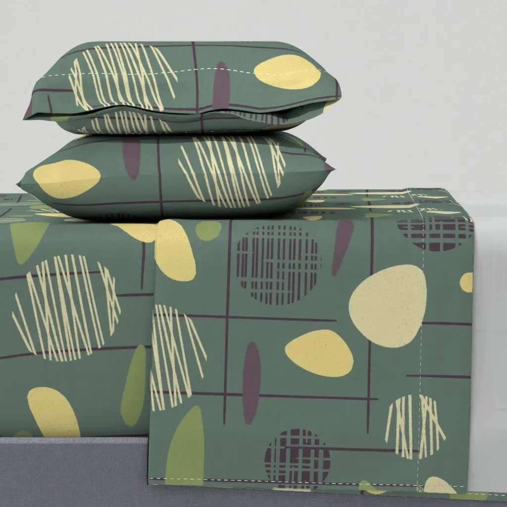 Abstract Shapes Pine Twin XL Sheet Set - Muted Green product