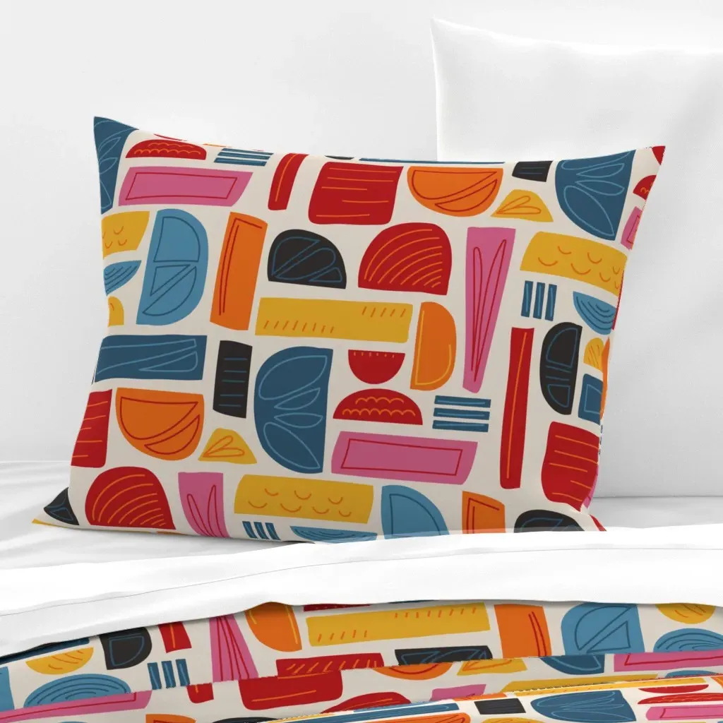 Abstract Shapes Standard Knife Edge Cushion - Red-Orange, Cotton Sateen product