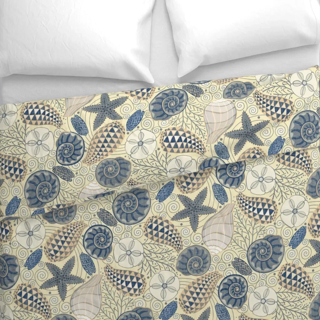 Abstract Shells Duvet Cover - Beige, Linen alternate view