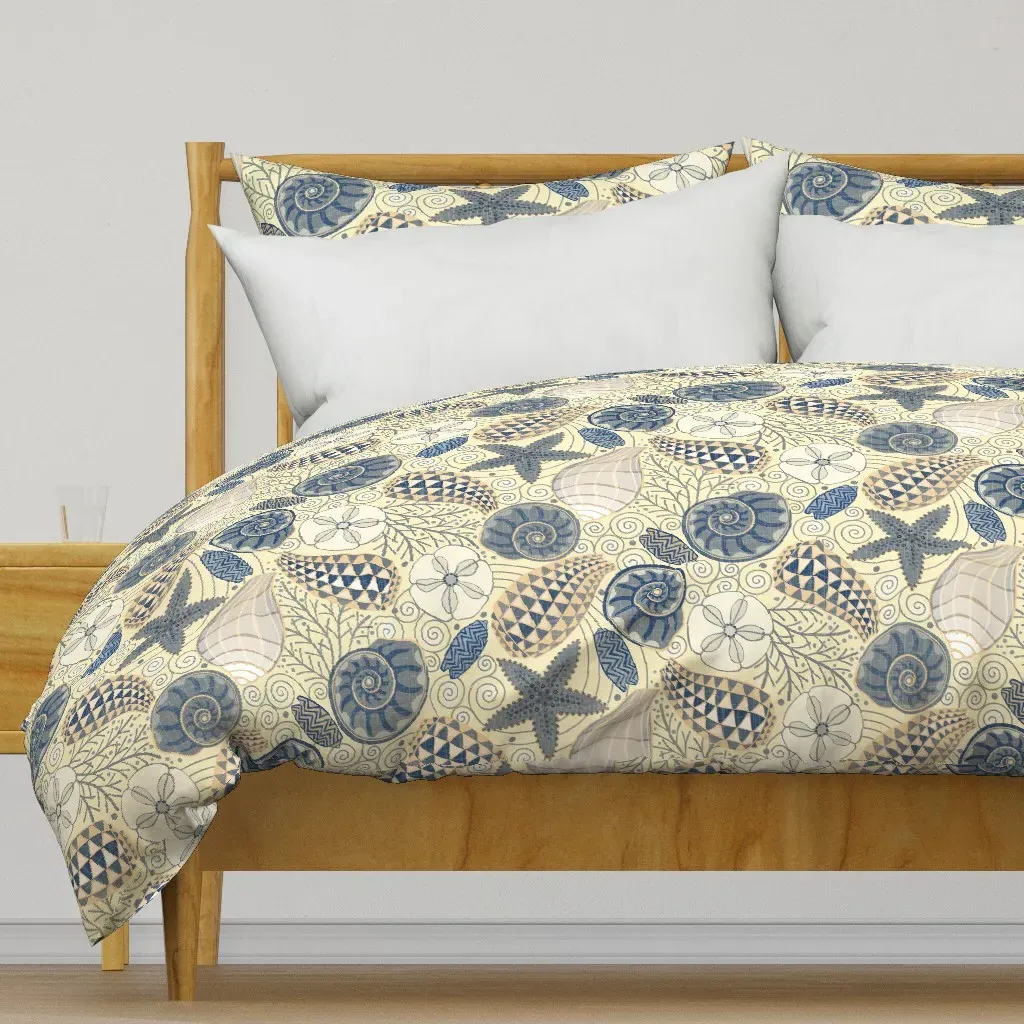Abstract Shells Duvet Cover - Beige, Linen product