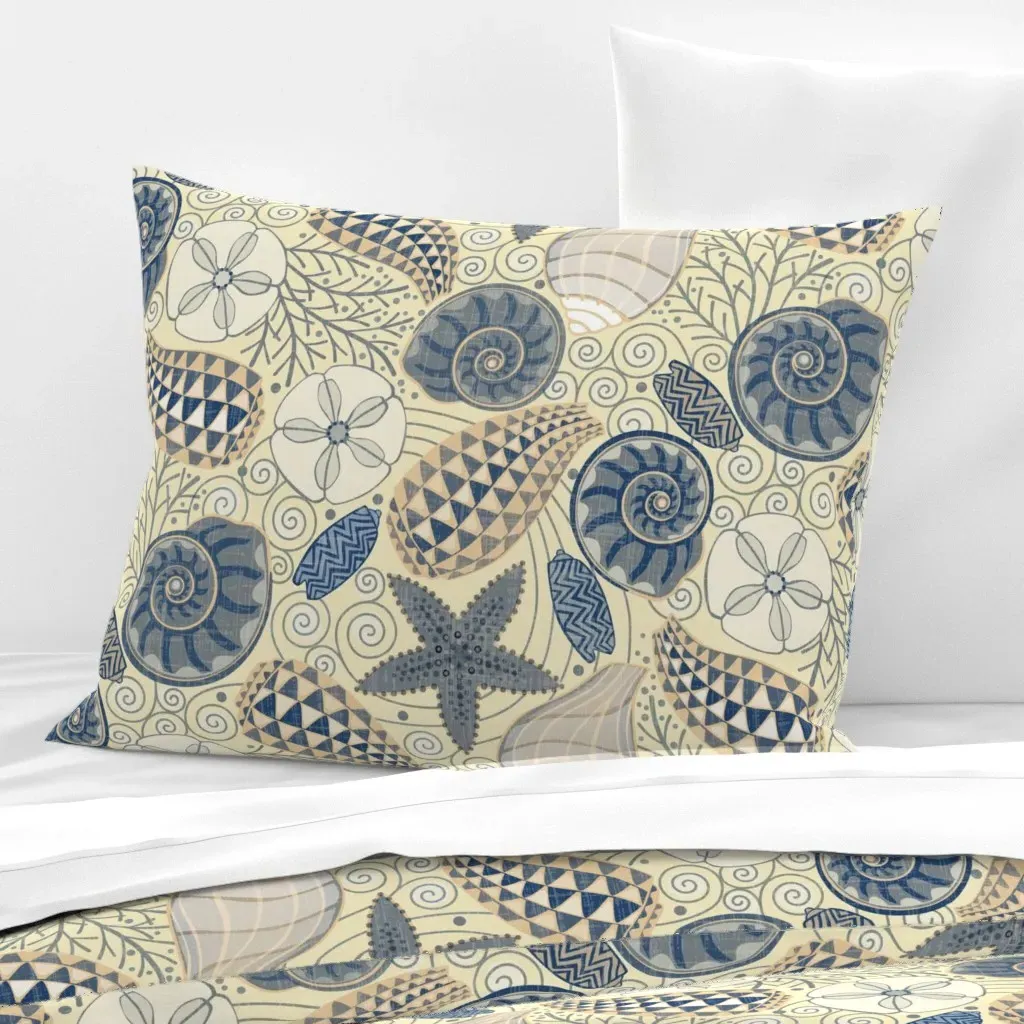 Abstract Shells Standard Pillow Cover - Beige, Cotton Sateen product