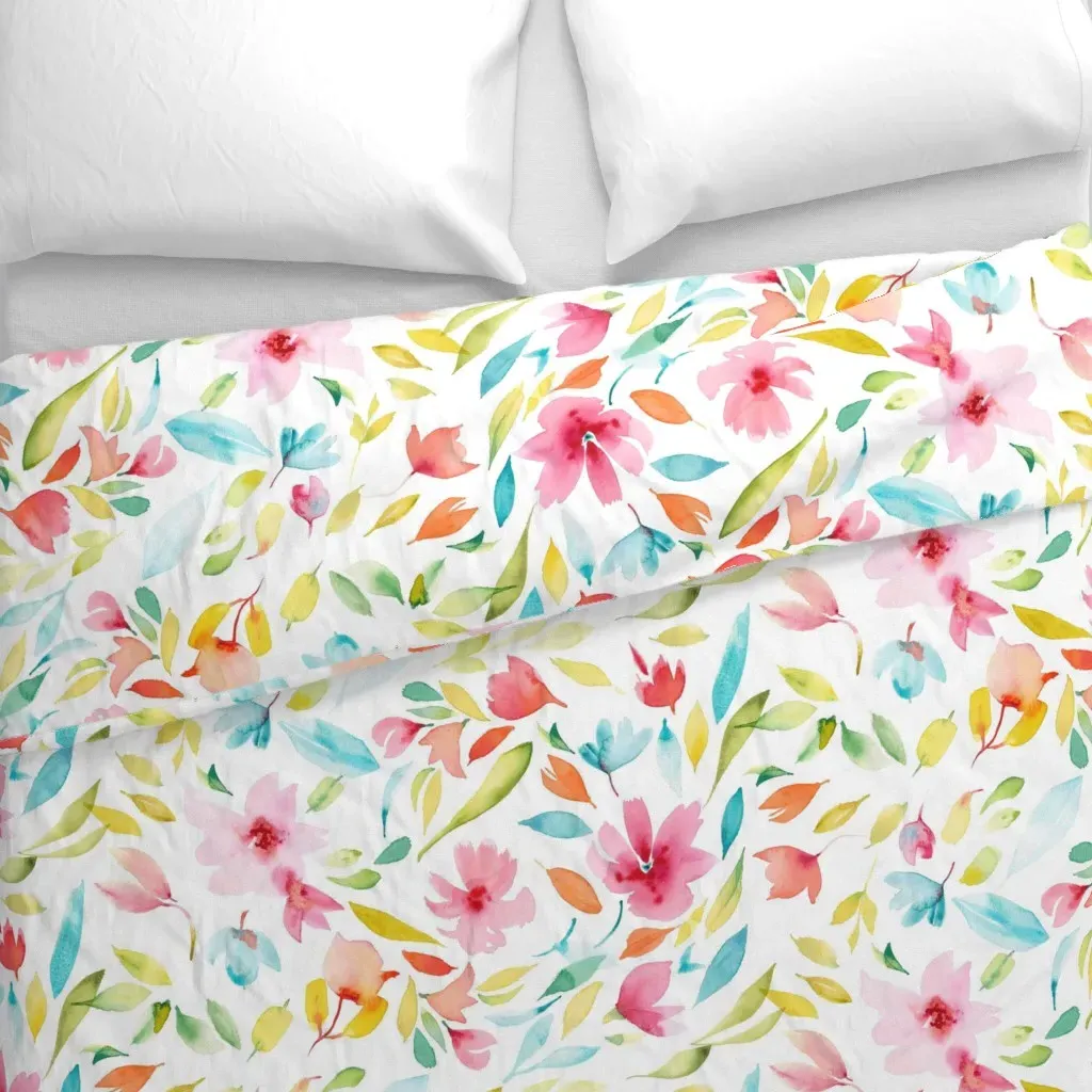 Abstract Watercolor Floral Duvet Cover - Pink alternate view