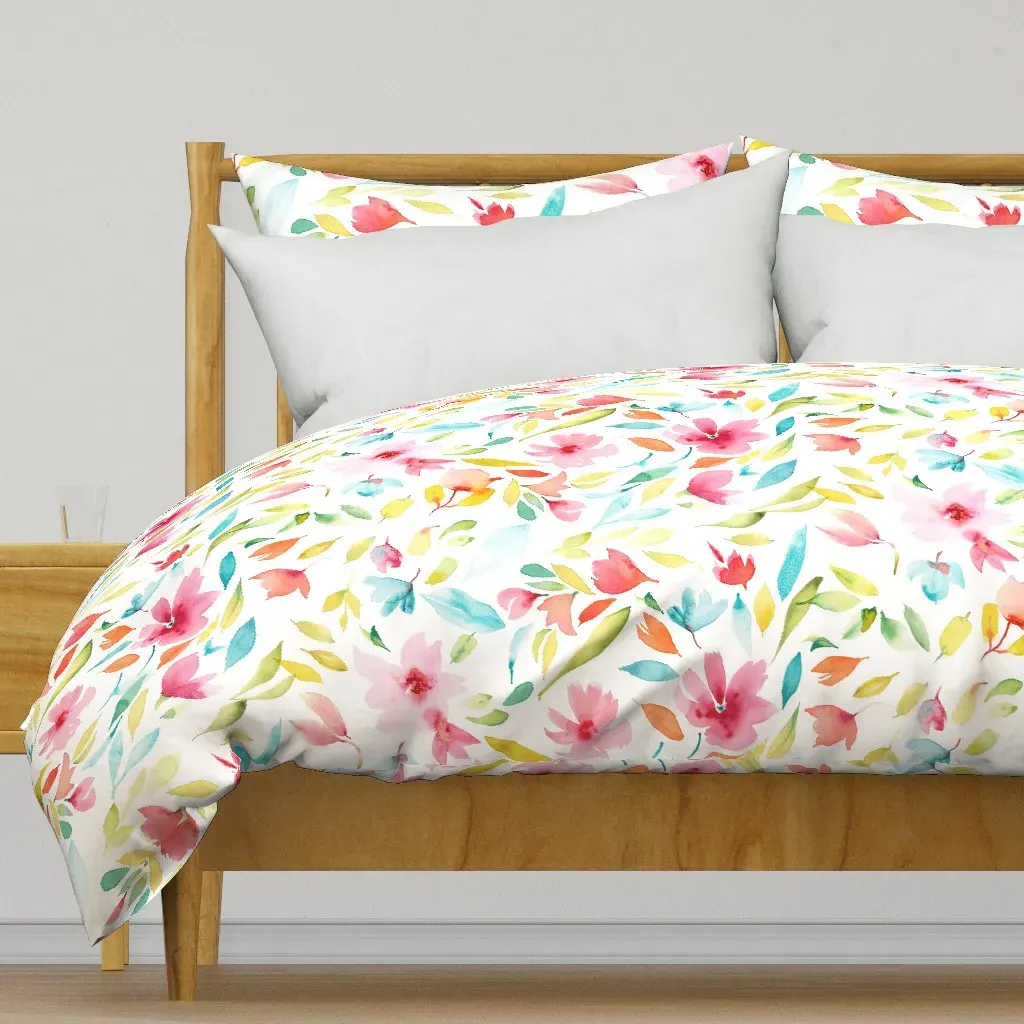 Abstract Watercolor Floral Duvet Cover - Pink product