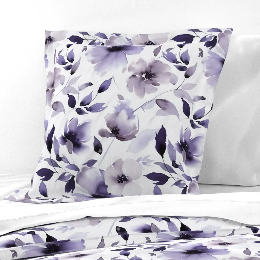 Abstract Watercolor Floral Euro Pillow Sham - Lavender product