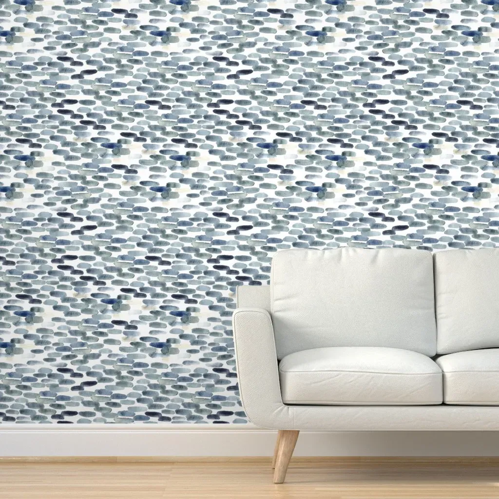 Abstract Watercolor Peel and Stick Wallpaper - Blue, Grey product
