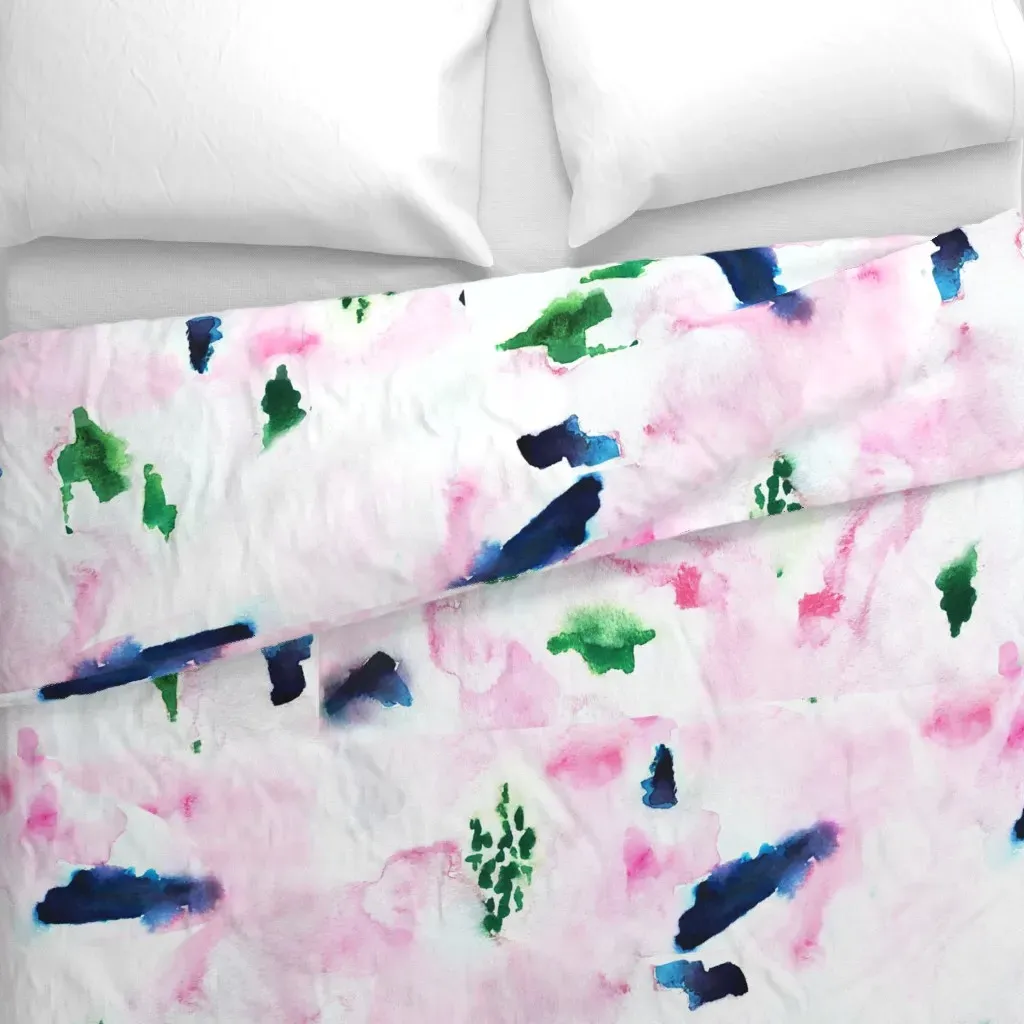 Abstract Watercolor Washout Duvet Cover - Pink alternate view