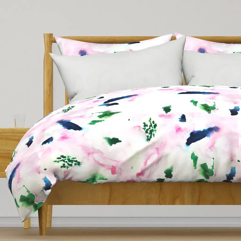 Abstract Watercolor Washout Duvet Cover - Pink product