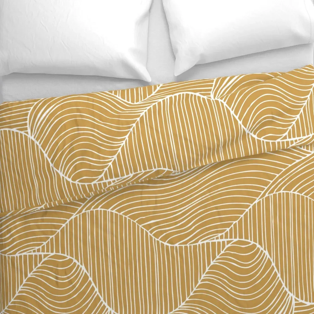 Abstract Wavy Line Duvet Cover - Golden Yellow alternate view