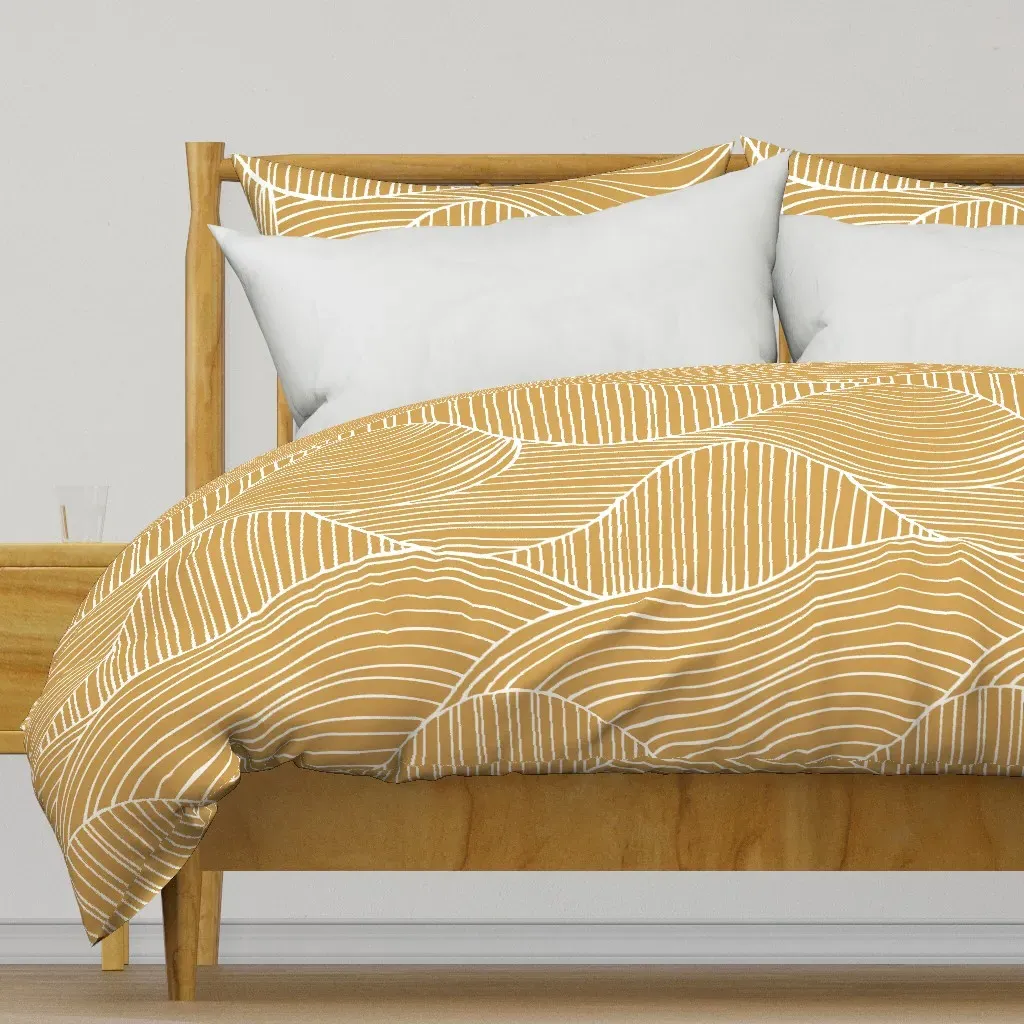 Abstract Wavy Line Duvet Cover - Golden Yellow product