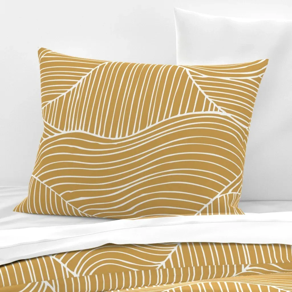 Abstract Wavy Stripe Standard Pillow Cover - Golden Yellow, Cotton Sateen product