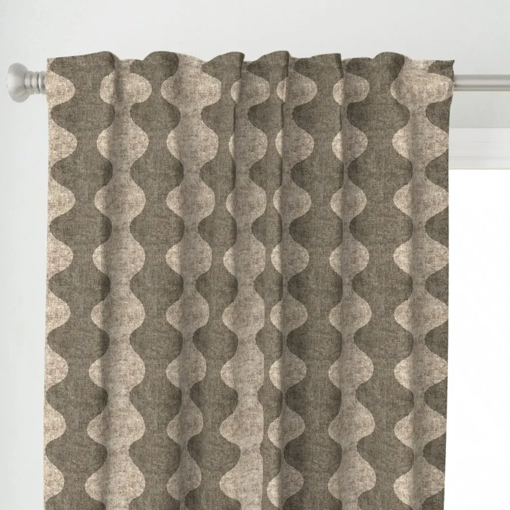 Abstract Wavy Stripes Curtain Panel - Beige alternate view