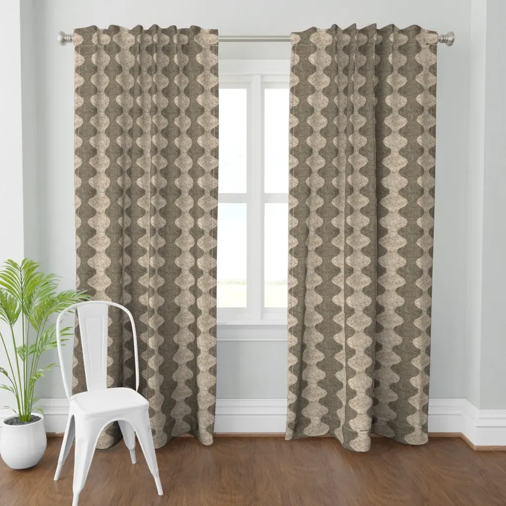 Abstract Wavy Stripes Curtain Panel - Beige product