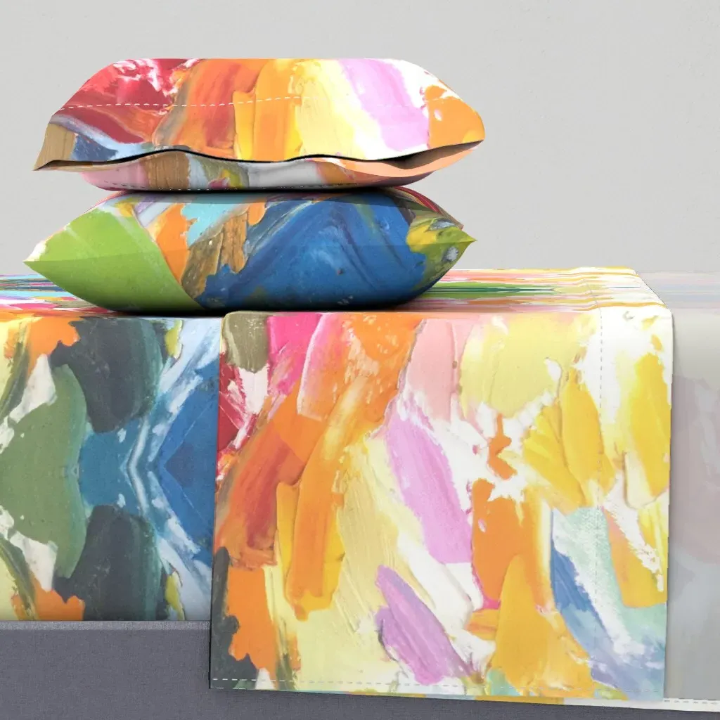 Abstracted Painted Landscape In Spring King Sheet Set - Yellow product