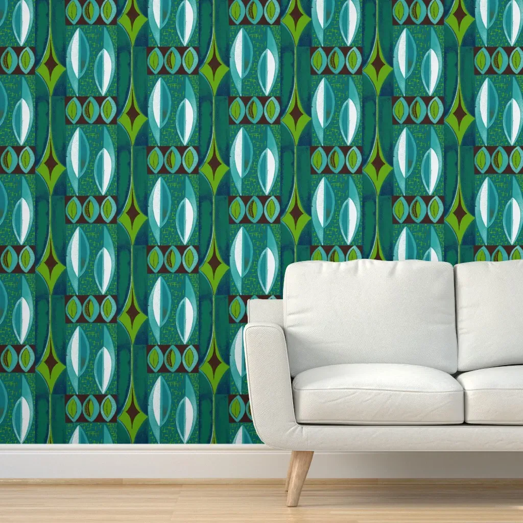 Abstracted Shield Peel and Stick Wallpaper - Green, Blue product