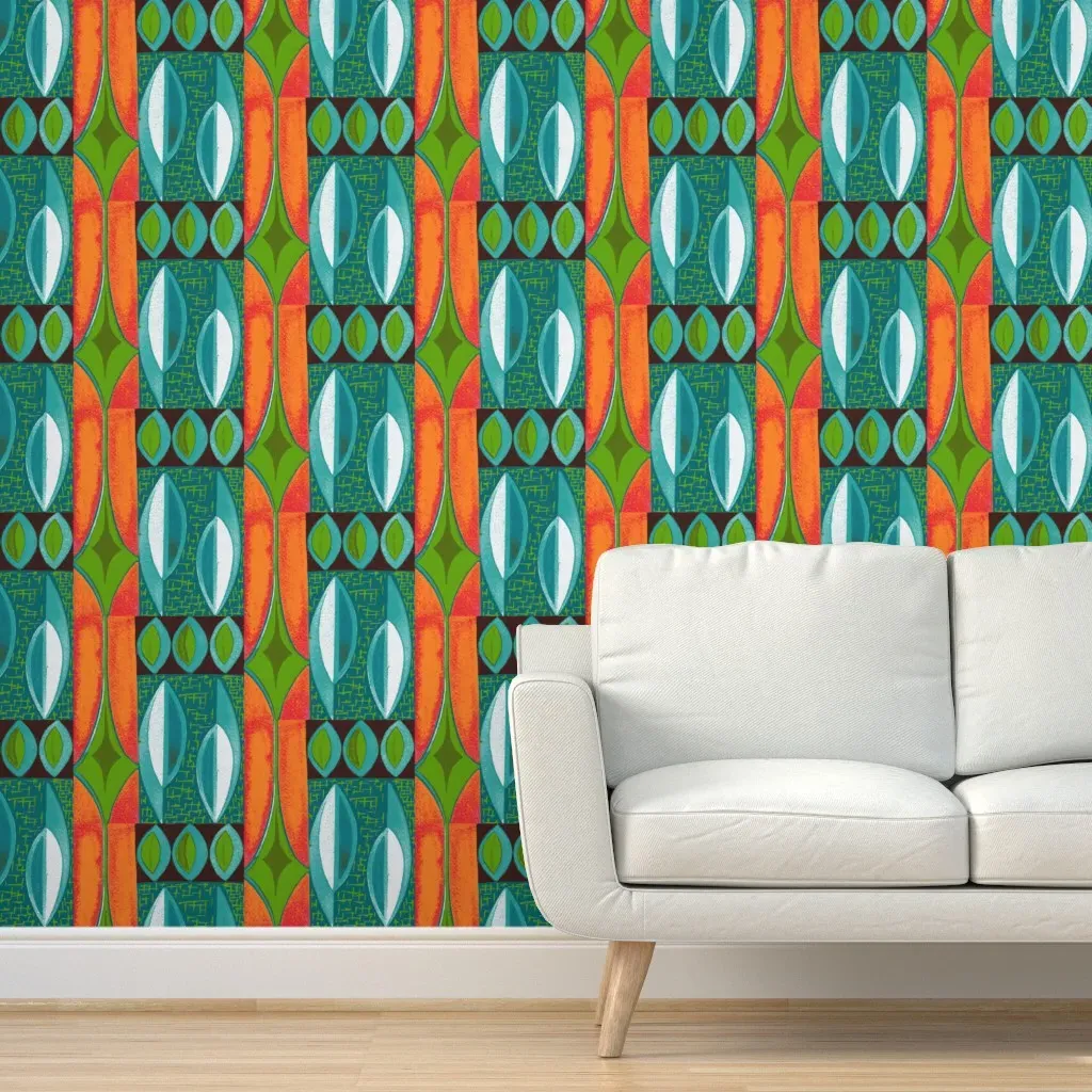 Abstracted Shields Peel and Stick Wallpaper - Orange product