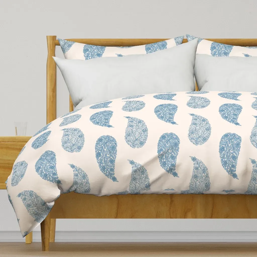 Ac2526Ahalf Filled Paisley Duvet Cover - Dusty Blue product