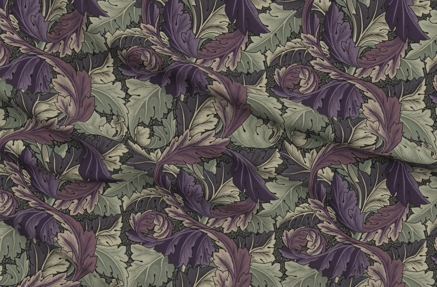 Acanthus Arts & Crafts Sport Pique Fabric - Plum & Barley product