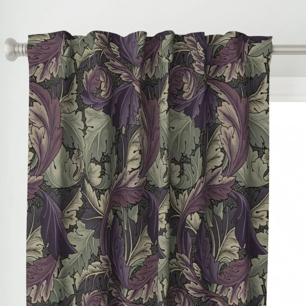Acanthus in Plum & Barley Curtain Panel - Purple alternate view
