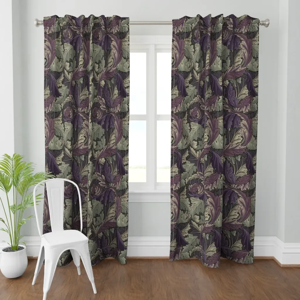 Acanthus in Plum & Barley Curtain Panel - Purple product