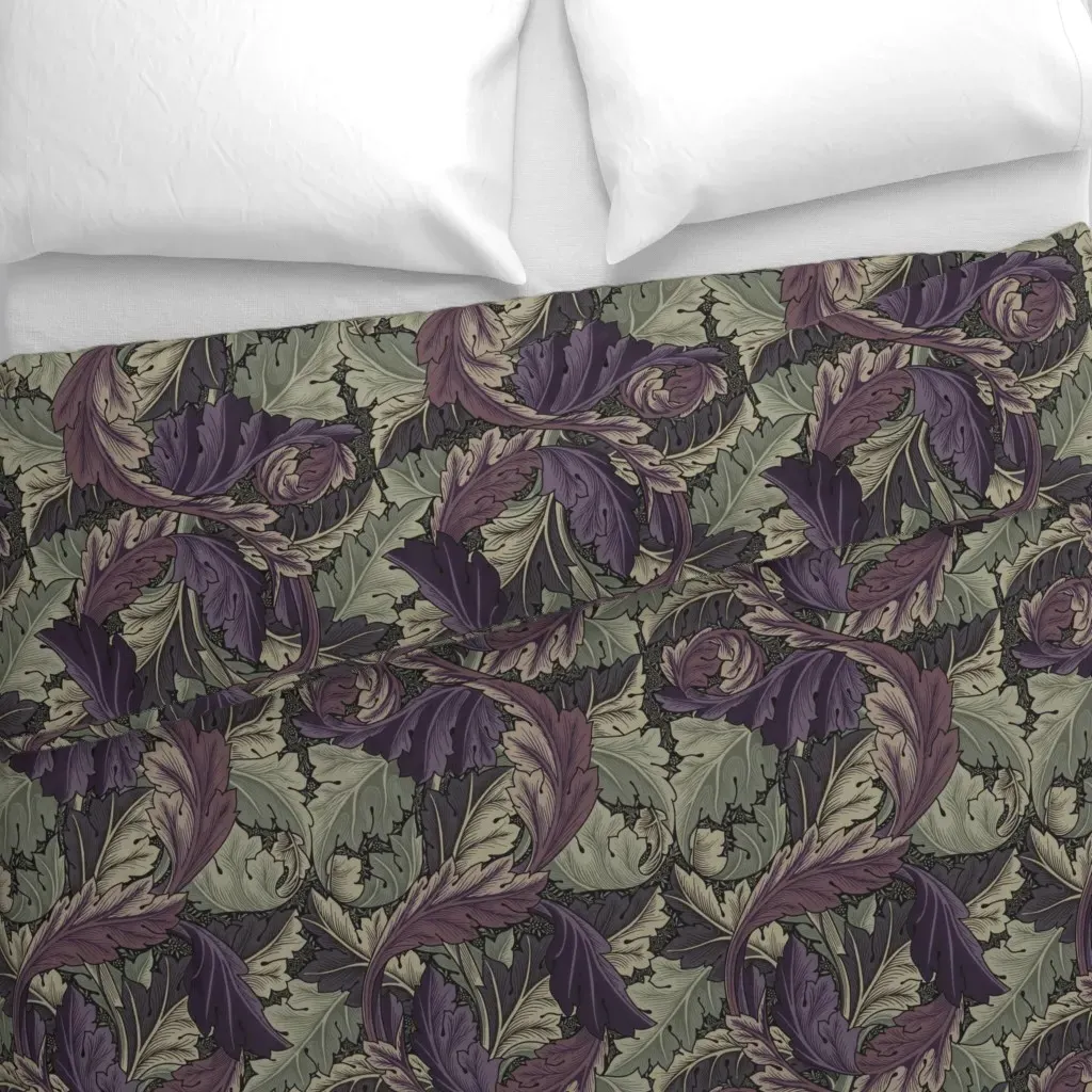 Acanthus in Plum & Barley Duvet Cover - Purple alternate view