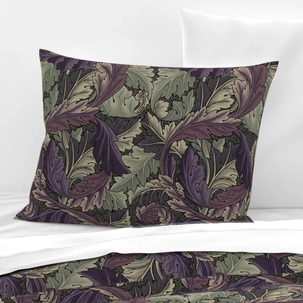 Acanthus in Plum & Barley Standard Knife Edge Cushion - Purple, Cotton Sateen product