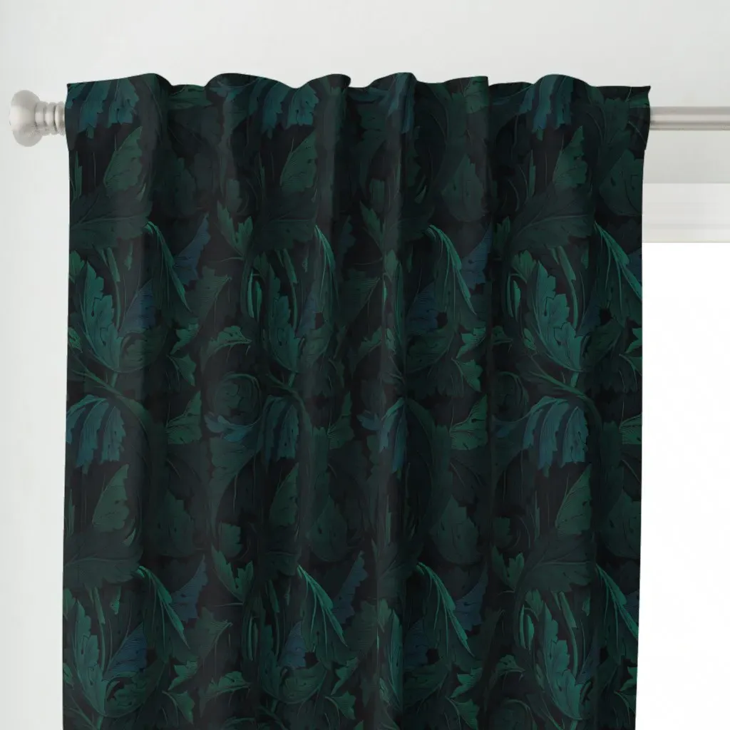 Acanthus In Twilight Curtain Panel - Teal alternate view