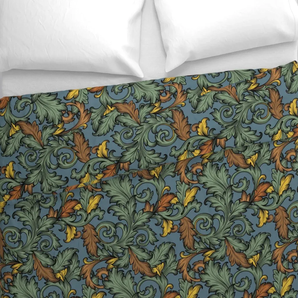 Acanthus Leaves (Ancient) Duvet Cover - Green alternate view
