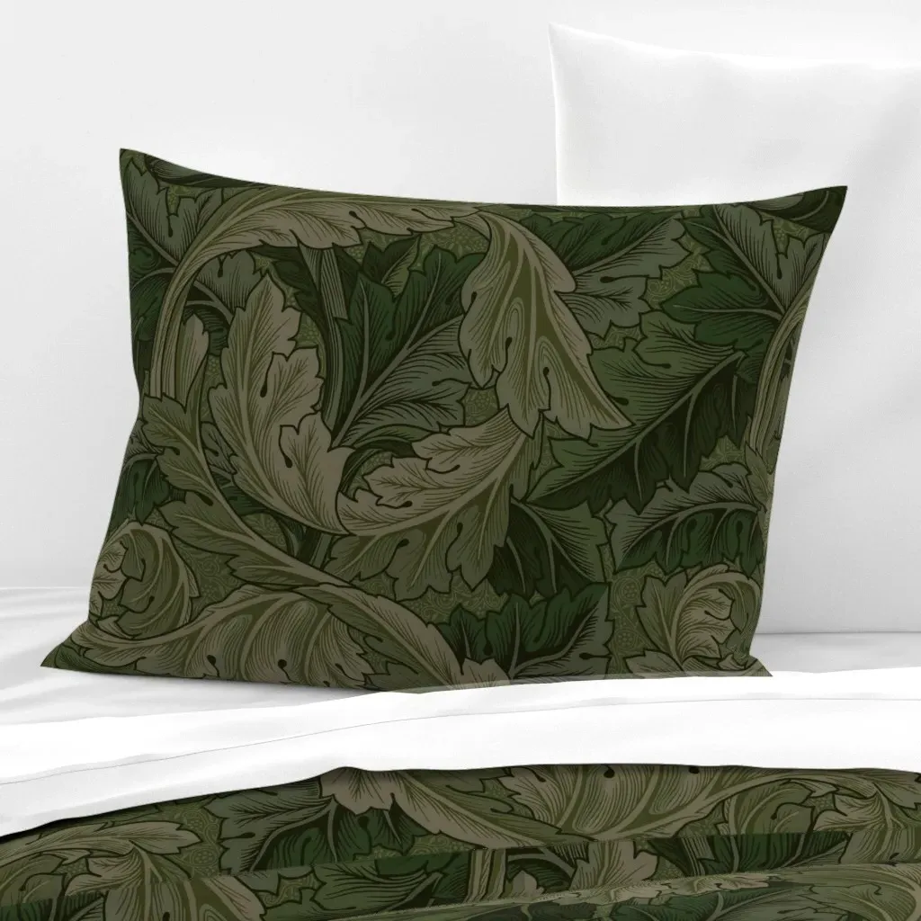 Acanthus Robin Hood William Morris Standard Knife Edge Cushion - Dark Green, Cotton Sateen product