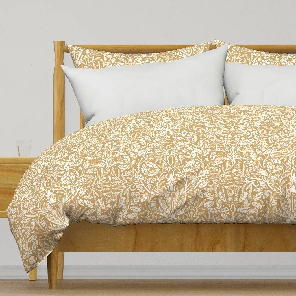 Acorn Damask Restored Duvet Cover - White product