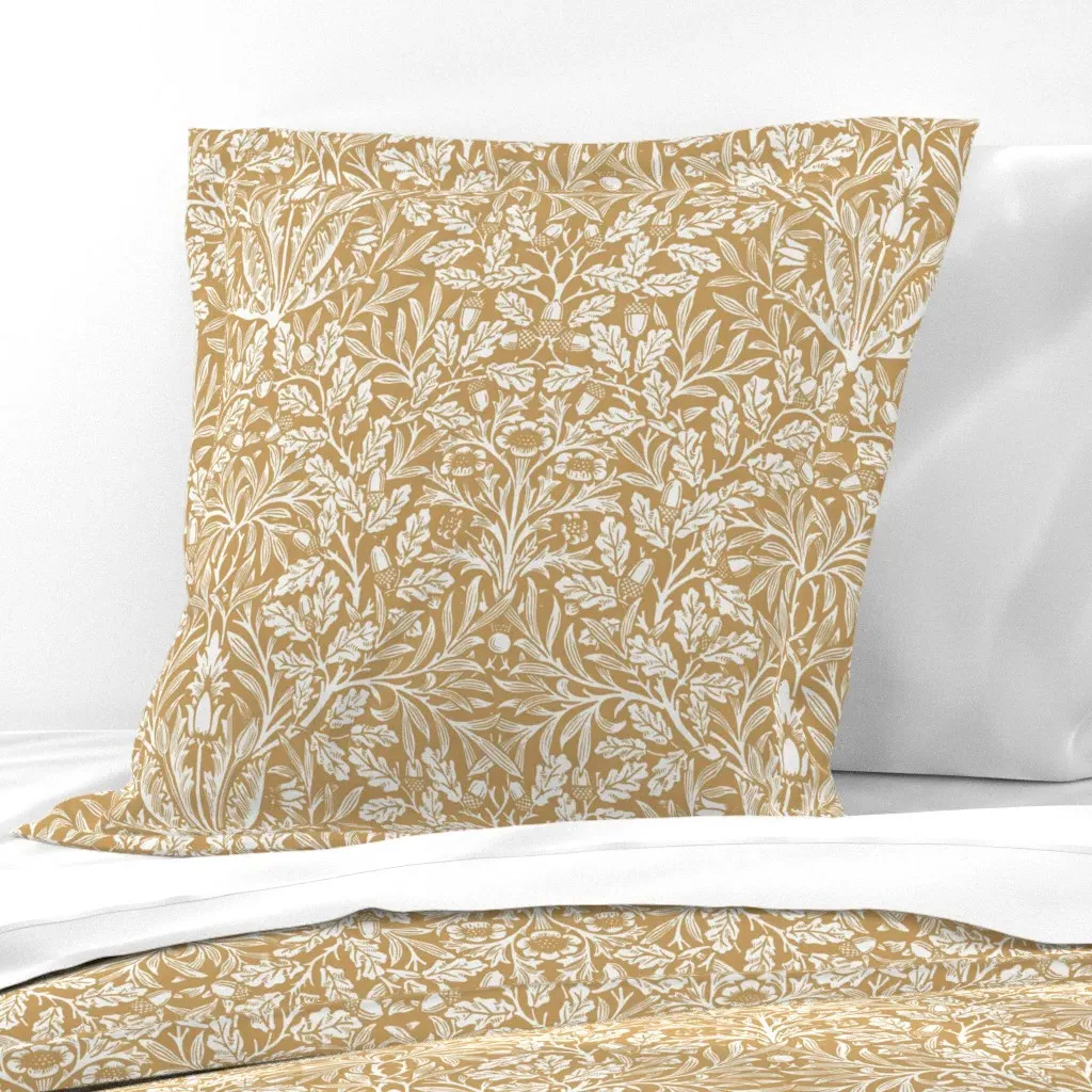 Acorn Damask William Morris Euro Pillow Sham - Mustard product