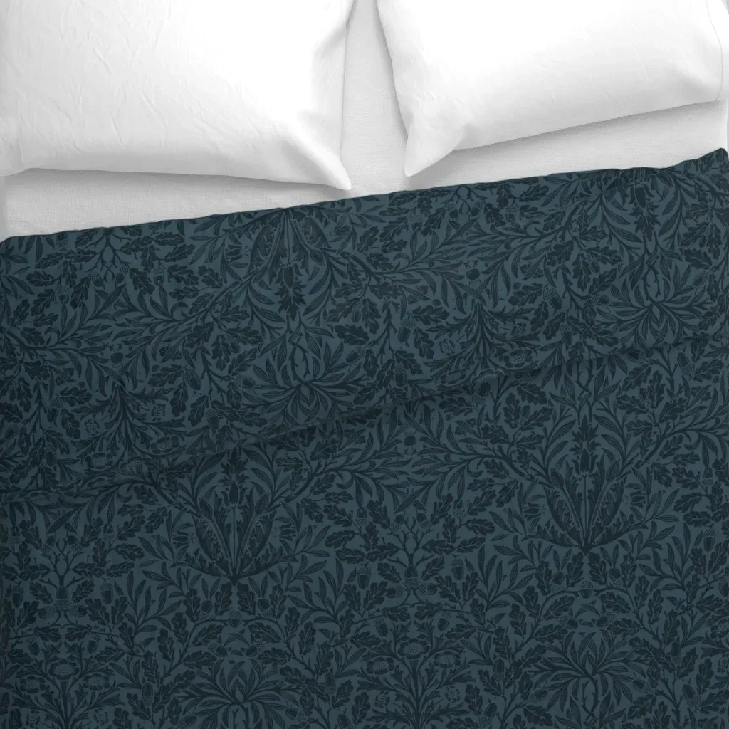 Acorn In Fountain Blue Duvet Cover - Dark Teal alternate view