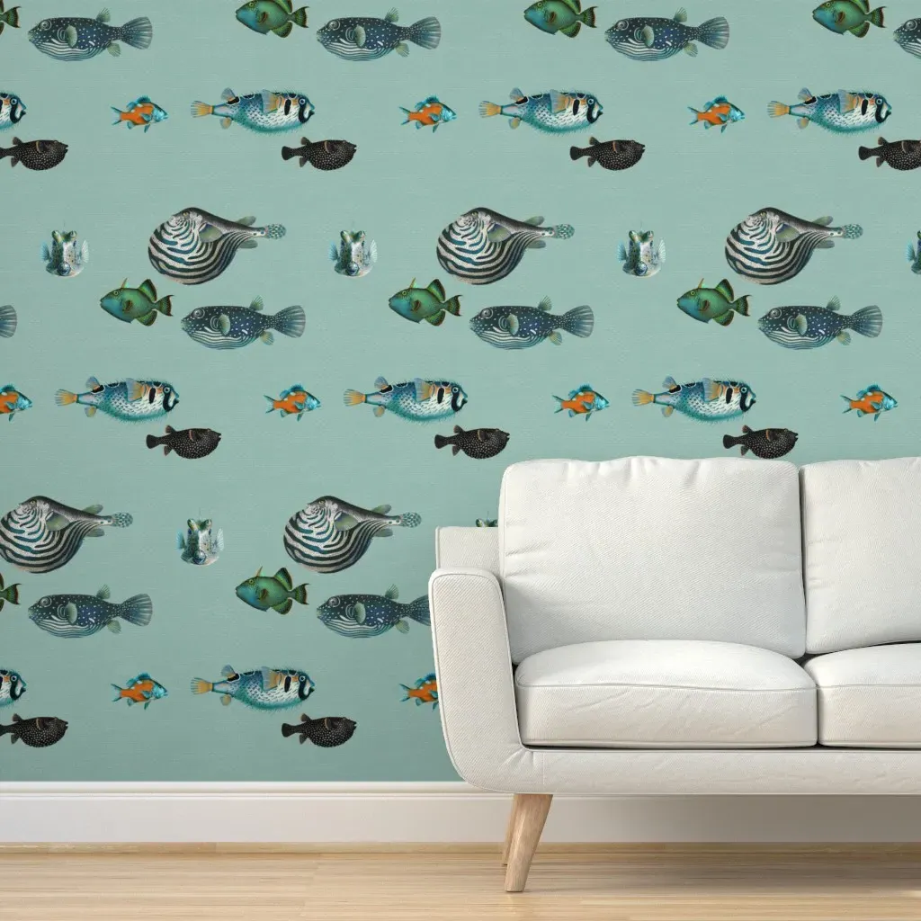 Acquario Fish Peel and Stick Wallpaper - Teal product