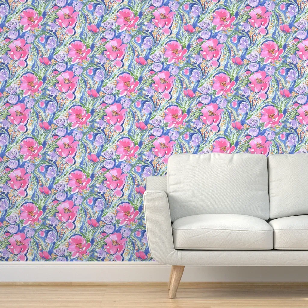Ad Libitum Small Scale Peel and Stick Wallpaper - Pink and Blue product