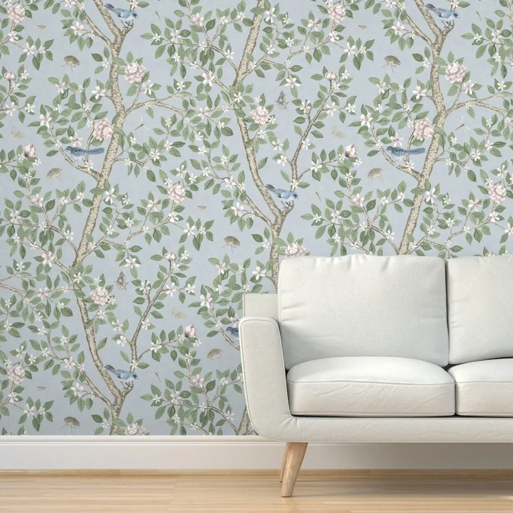 Addison Citrus Grove with Peonies Peel and Stick Wallpaper - Soft Blue product