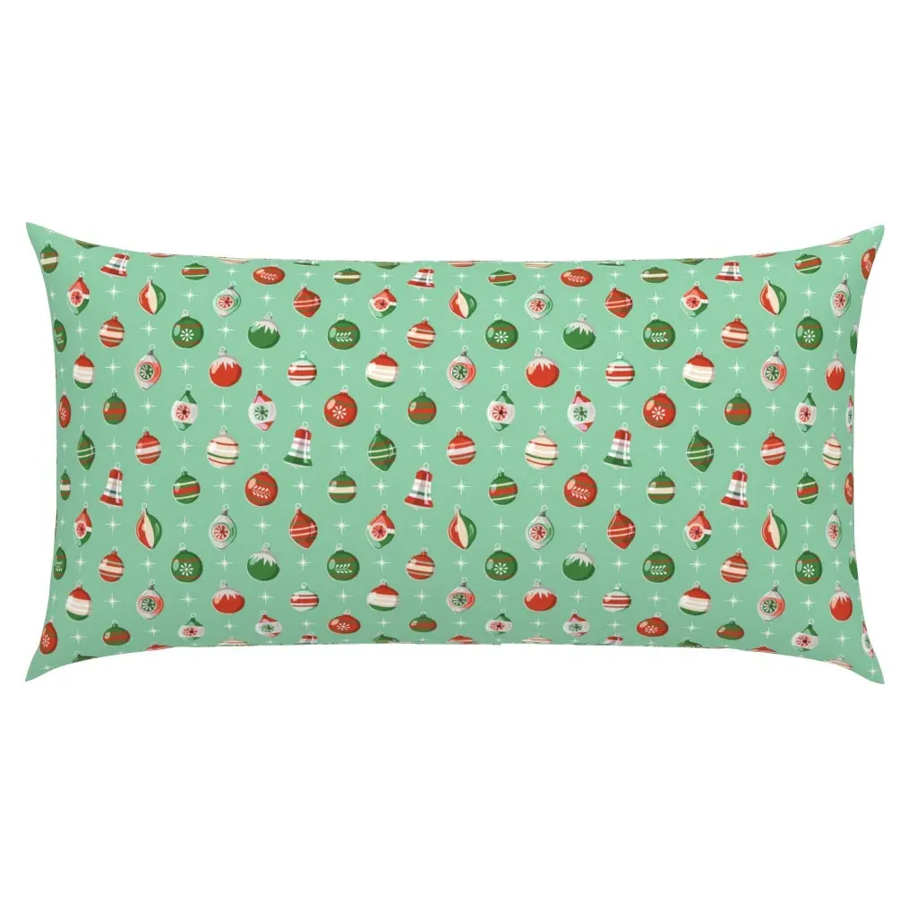 Adorn Vintage Mercury Glass Christmas Ornaments King Pillow Sham - Green product