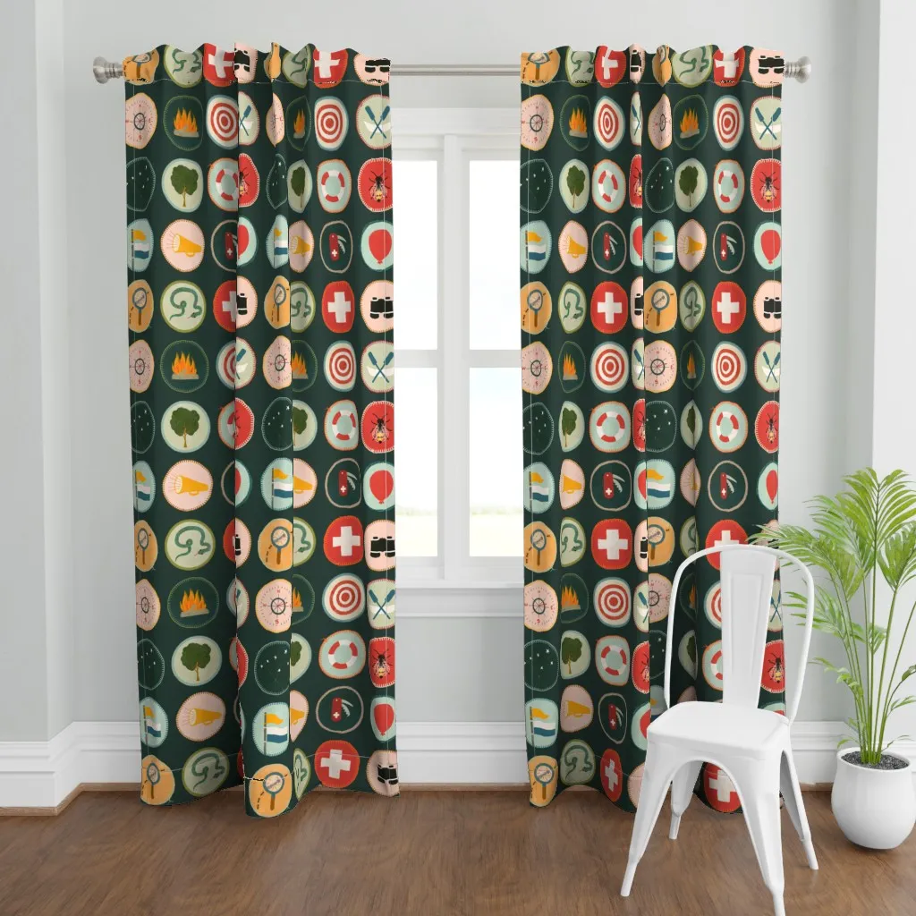 Adventure Badges Curtain Panel - Orange product