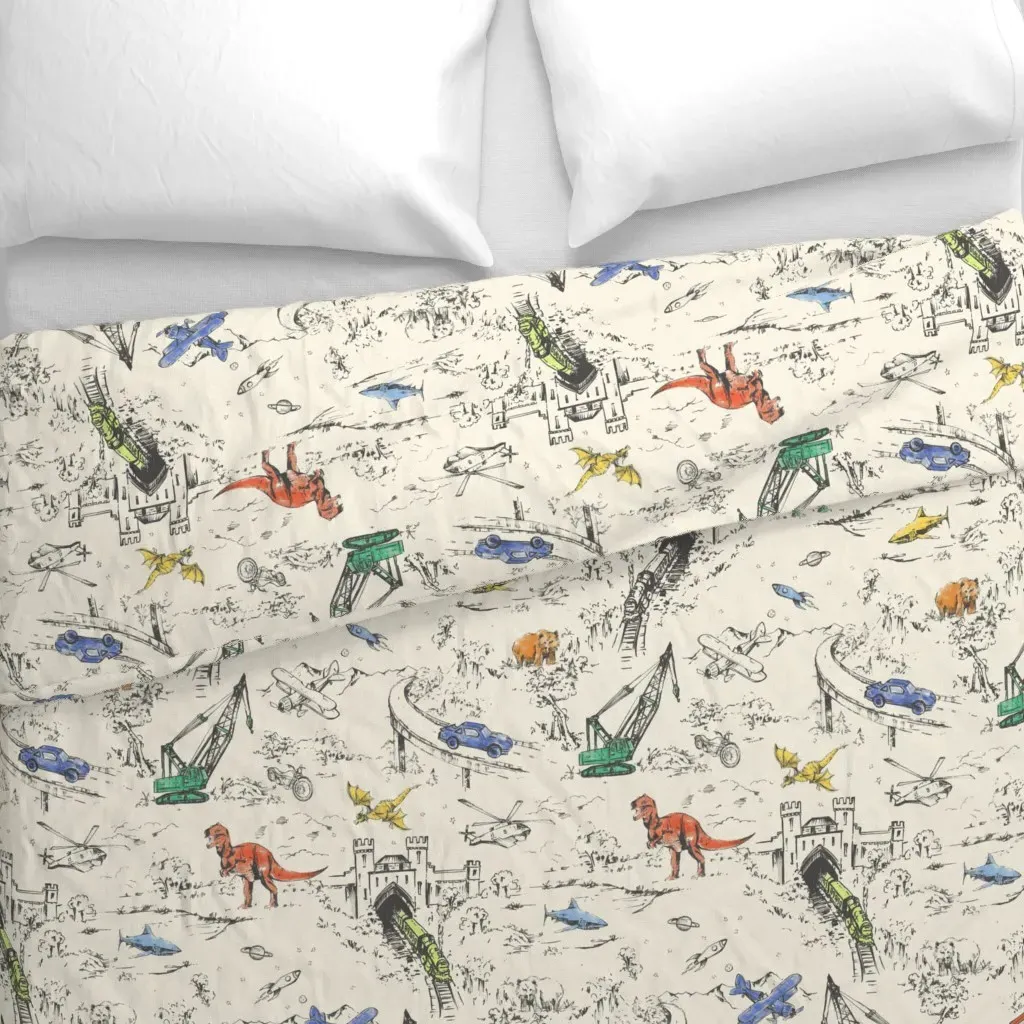 Adventure Toile Brights Duvet Cover - Black alternate view