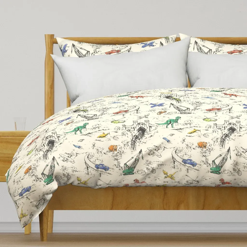 Adventure Toile Brights Duvet Cover - Black product