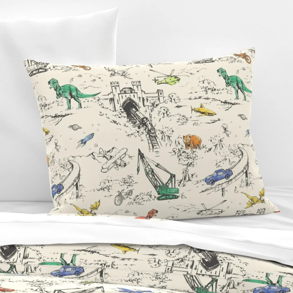 Adventure Toile Brights Standard Knife Edge Cushion - Black, Cotton Sateen product