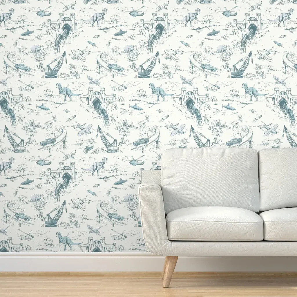 Adventure Toile Ford Peel and Stick Wallpaper - Light Blue product