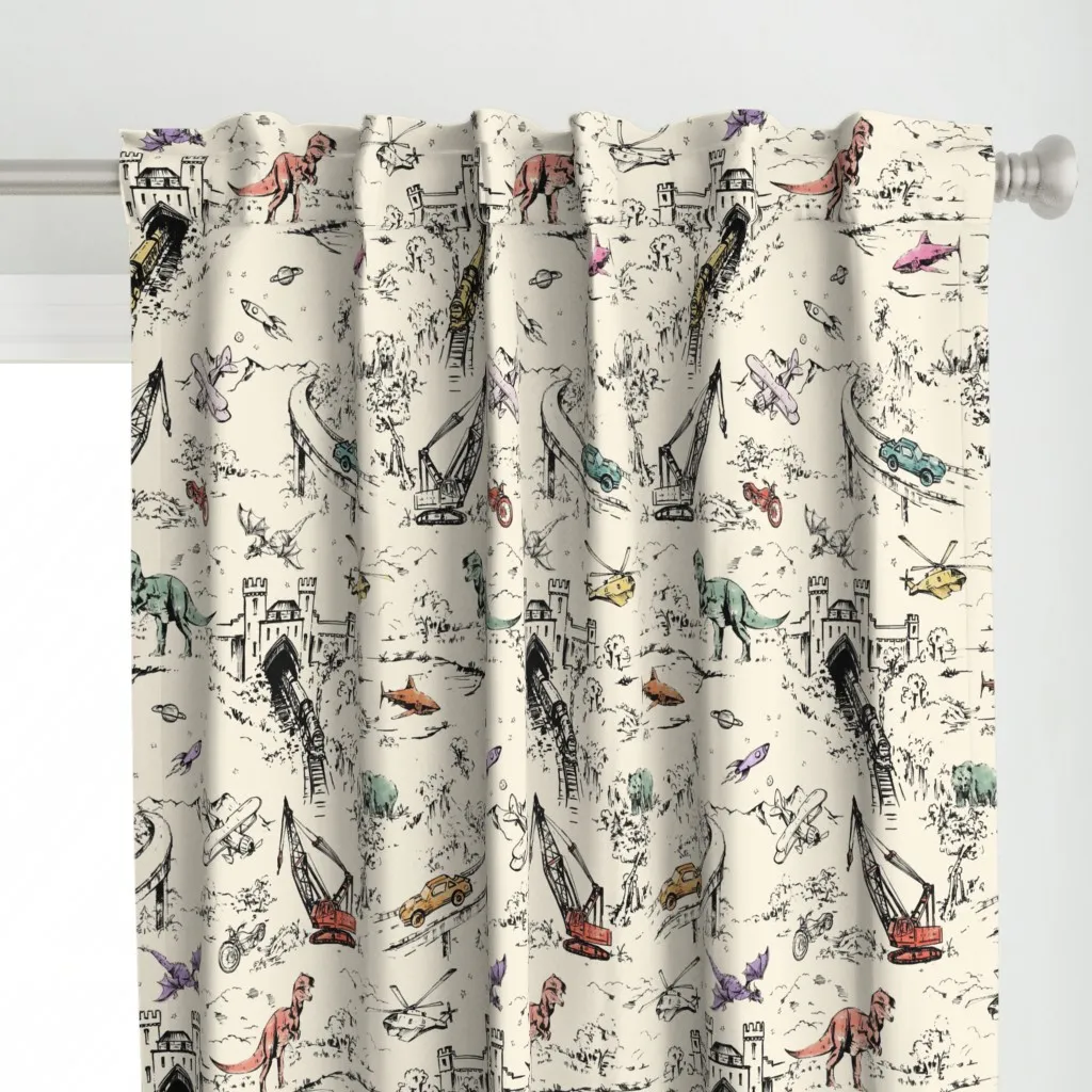 Adventure Toile Jax Curtain Panel - Black alternate view