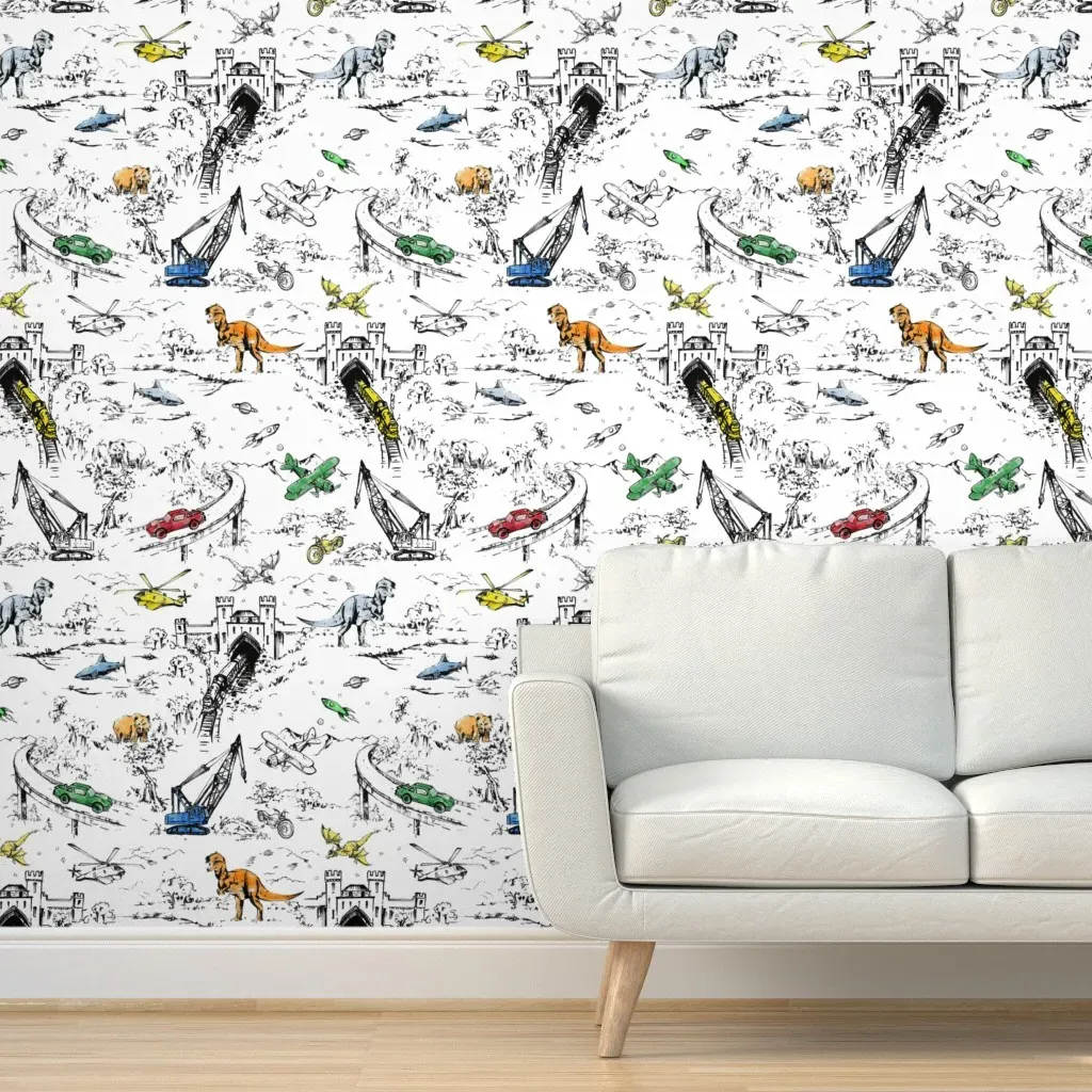 Adventure Toile Peel and Stick Wallpaper - Black product