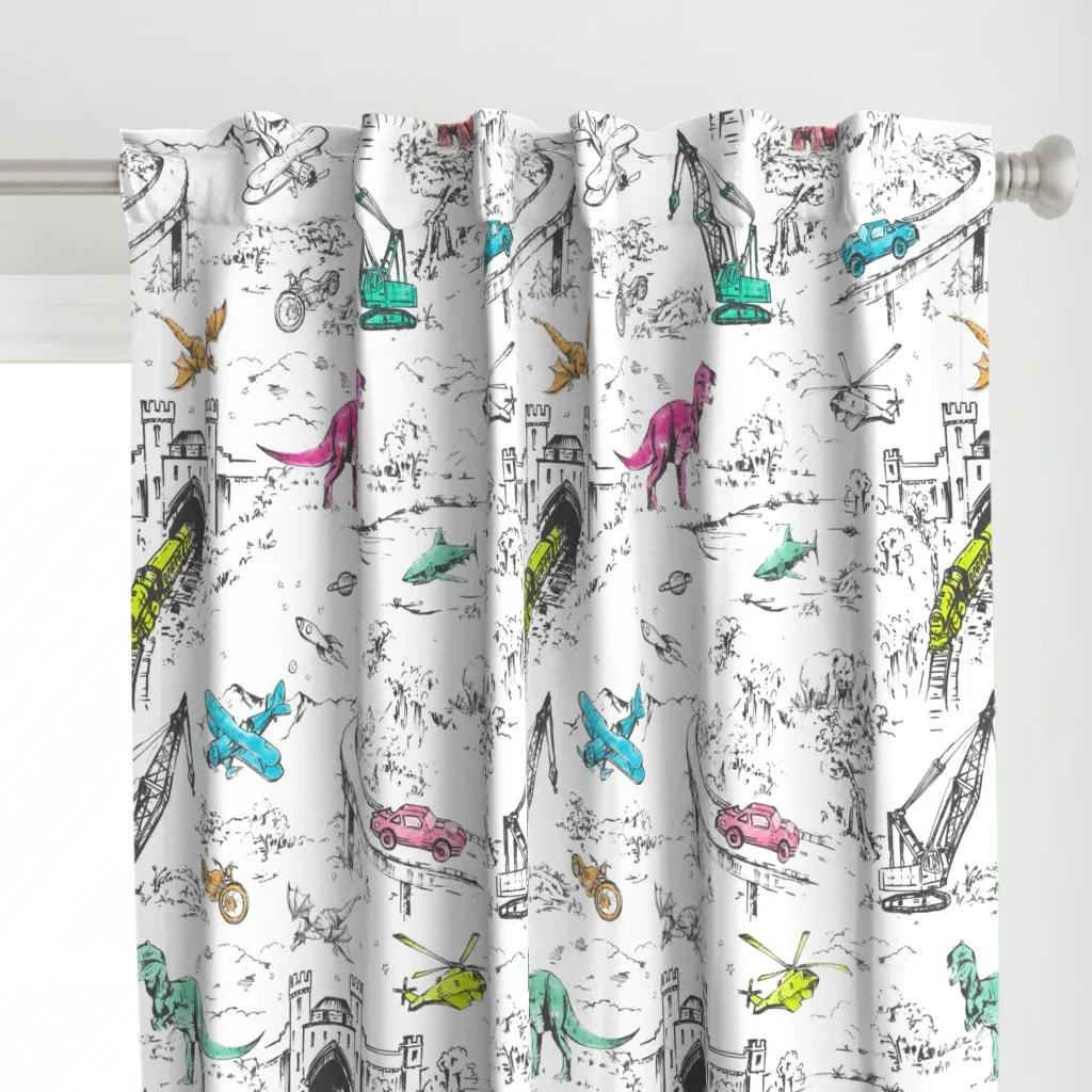 Adventure Toile Pop Curtain Panel - Black alternate view