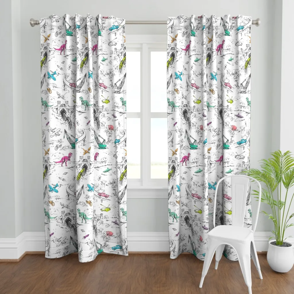 Adventure Toile Pop Curtain Panel - Black product
