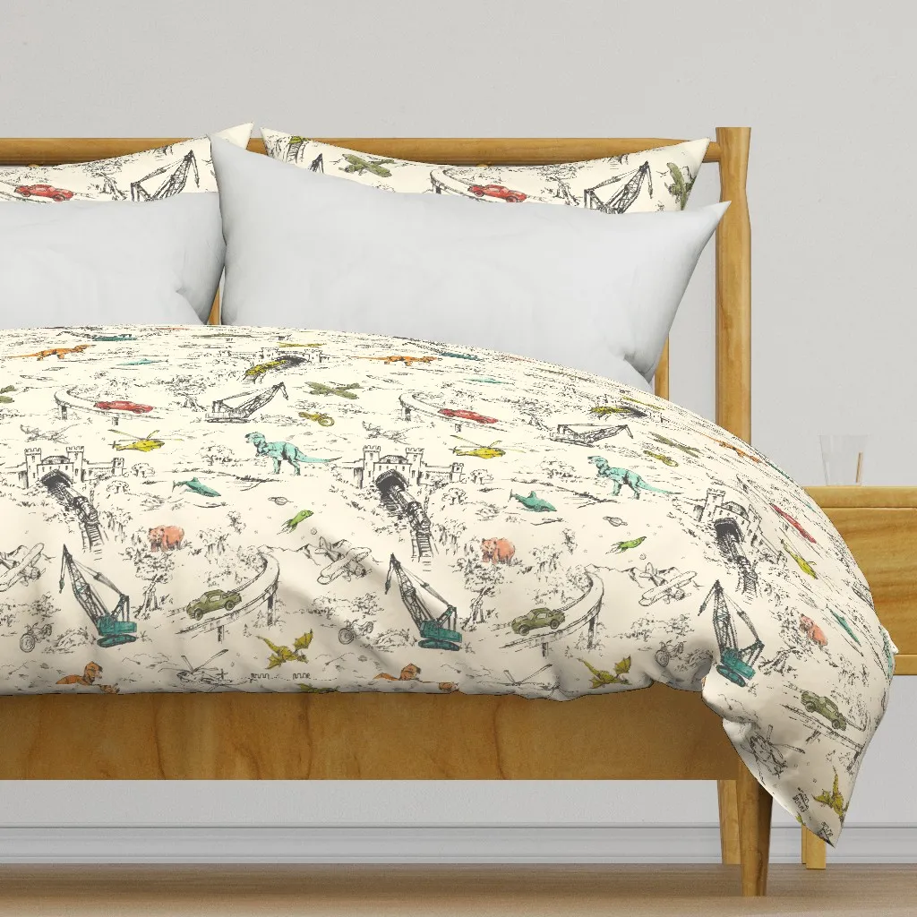Adventure Toile Retro Duvet Cover - Off-White product