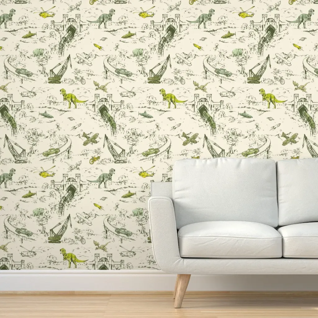 Adventure Toile Scout Peel and Stick Wallpaper - Green product