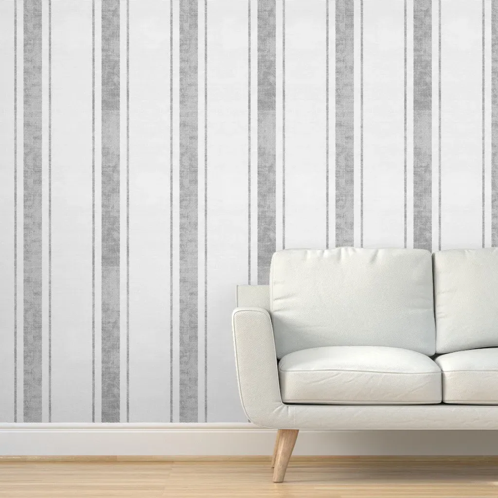 Aegean Bold Ticking Stripe Peel and Stick Wallpaper - Grey product