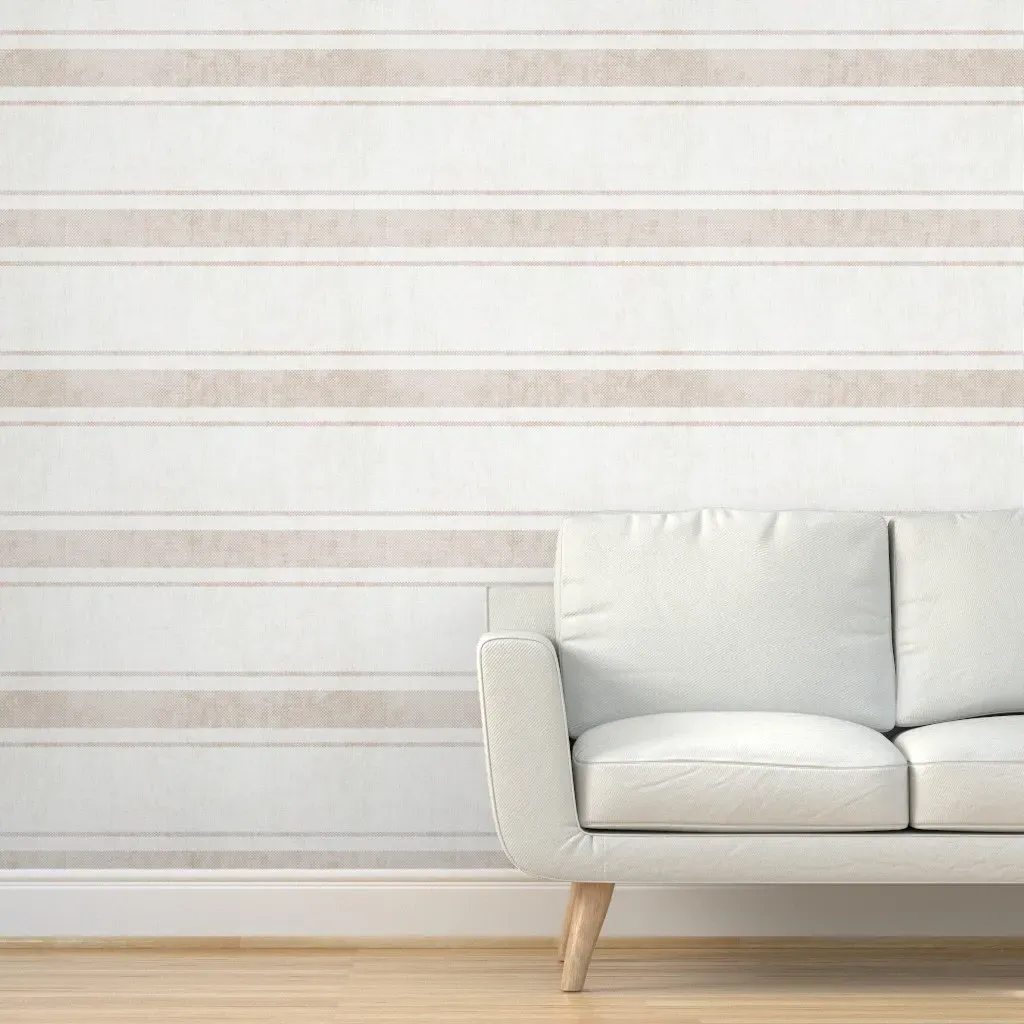 Aegean Bold Ticking Stripe Peel and Stick Wallpaper - White, Brown product
